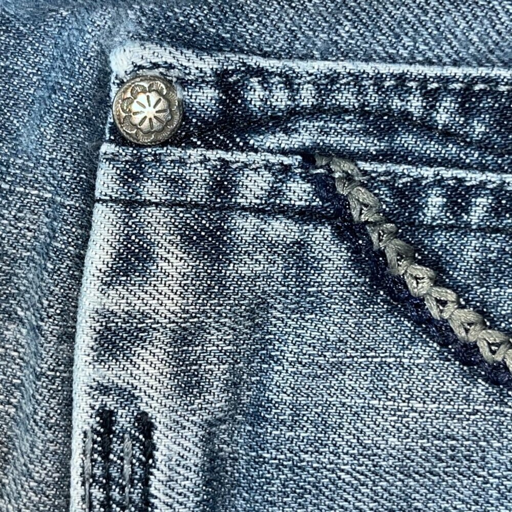 VINTAGE D&G DOLCE & GABBANA EMBROIDERED & STUDDED LOW RISE FLARE JEANS - 30 / 34 - Picture 11 of 16